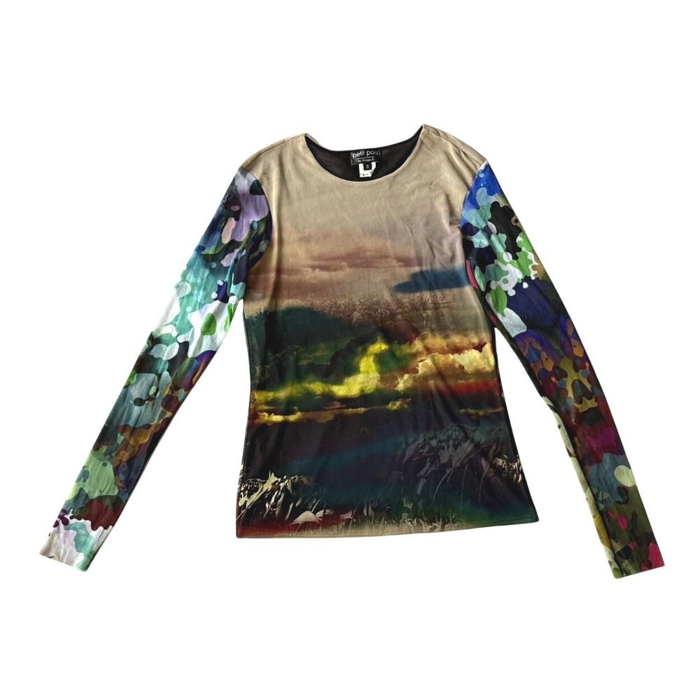 Petit Pois by Viviana G Abstract Art Print Mesh Long Sleeve Top Made in USA